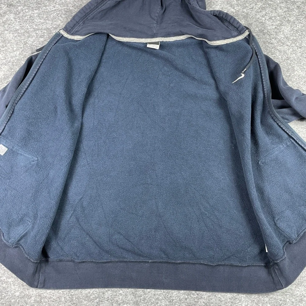 Nike Hoodie Mens XXL Navy Blue Full Zip Fleece Swoosh Media Pocket 341573-405
